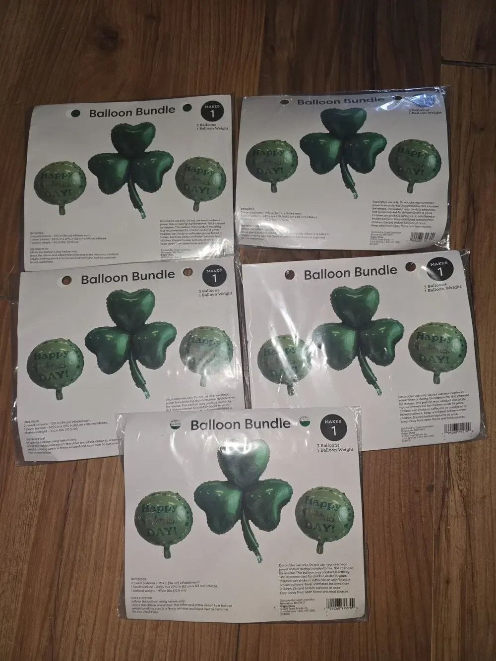 5 Packs St. Patrick’s Day Balloon Sets 15 Balloons Total
